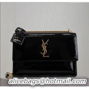 Buy Cheap Saint Laurent Sunset Medium Bag in Patent Leather 442906 Black/Gold 2025