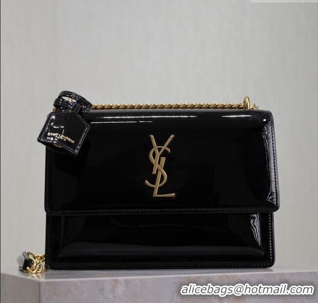 Buy Cheap Saint Laurent Sunset Medium Bag in Patent Leather 442906 Black/Gold 2025