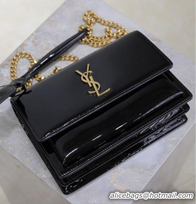 Buy Cheap Saint Laurent Sunset Medium Bag in Patent Leather 442906 Black/Gold 2025