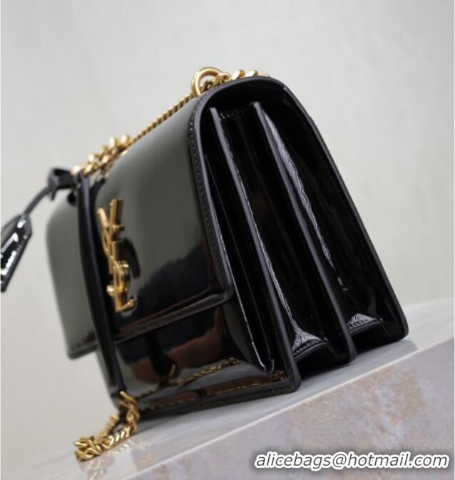 Buy Cheap Saint Laurent Sunset Medium Bag in Patent Leather 442906 Black/Gold 2025