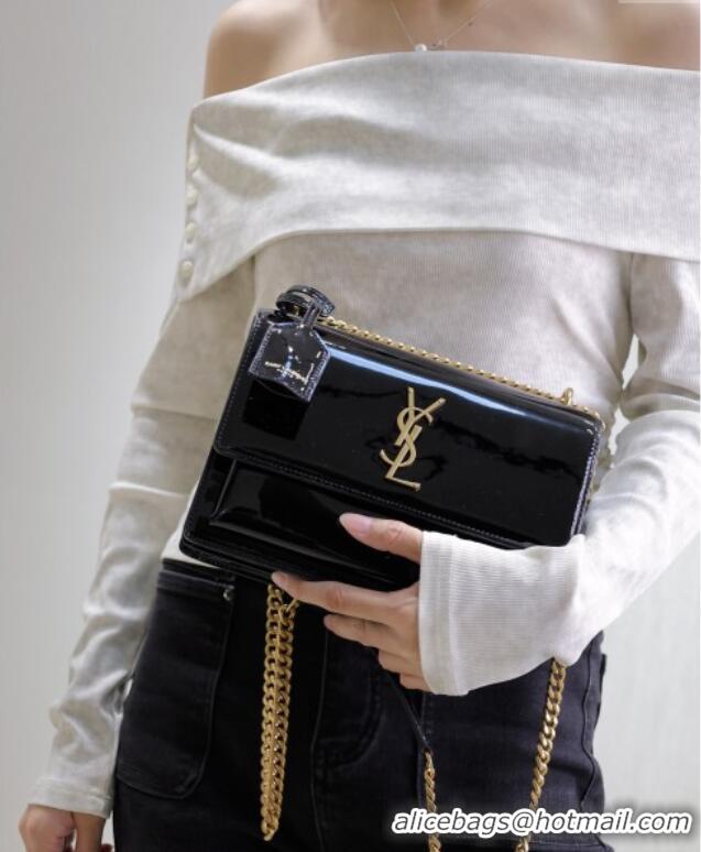 Buy Cheap Saint Laurent Sunset Medium Bag in Patent Leather 442906 Black/Gold 2025