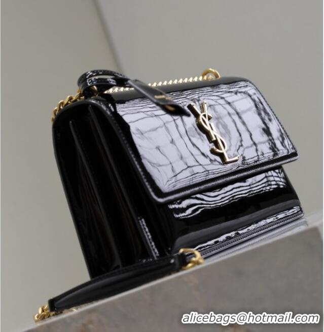 Buy Cheap Saint Laurent Sunset Medium Bag in Patent Leather 442906 Black/Gold 2025