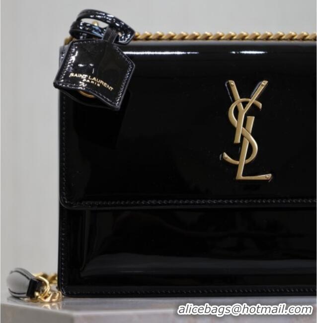 Buy Cheap Saint Laurent Sunset Medium Bag in Patent Leather 442906 Black/Gold 2025