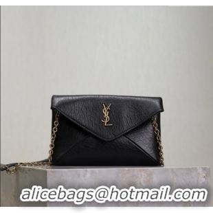 Grade Design Saint Laurent Cassandre Chain Clutch in Embossed Lambskin 819271 Black 2025