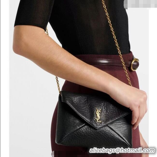 Grade Design Saint Laurent Cassandre Chain Clutch in Embossed Lambskin 819271 Black 2025