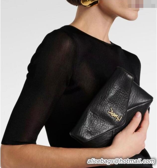 Grade Design Saint Laurent Cassandre Chain Clutch in Embossed Lambskin 819271 Black 2025