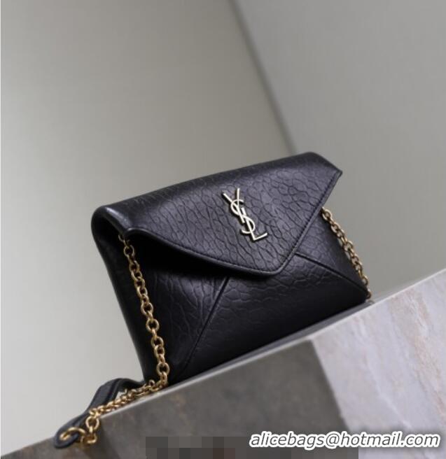 Grade Design Saint Laurent Cassandre Chain Clutch in Embossed Lambskin 819271 Black 2025