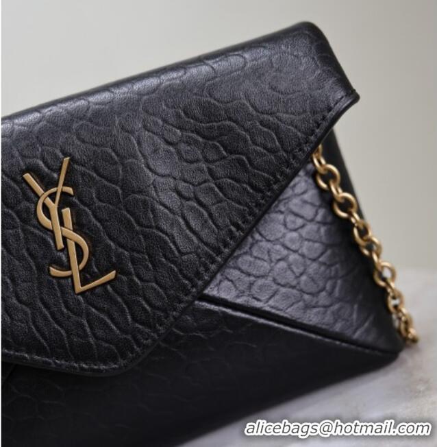 Grade Design Saint Laurent Cassandre Chain Clutch in Embossed Lambskin 819271 Black 2025