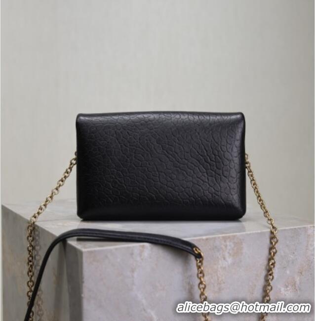 Grade Design Saint Laurent Cassandre Chain Clutch in Embossed Lambskin 819271 Black 2025