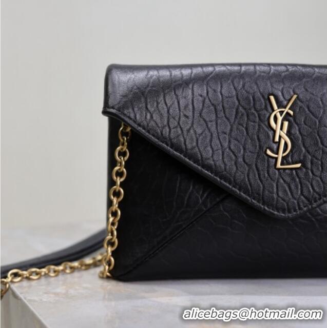 Grade Design Saint Laurent Cassandre Chain Clutch in Embossed Lambskin 819271 Black 2025