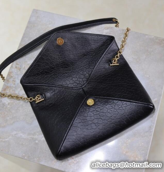 Grade Design Saint Laurent Cassandre Chain Clutch in Embossed Lambskin 819271 Black 2025