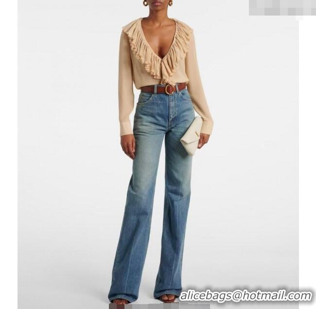 Low Price Saint Laurent Cassandre Chain Clutch in Embossed Lambskin 819271 White 2025