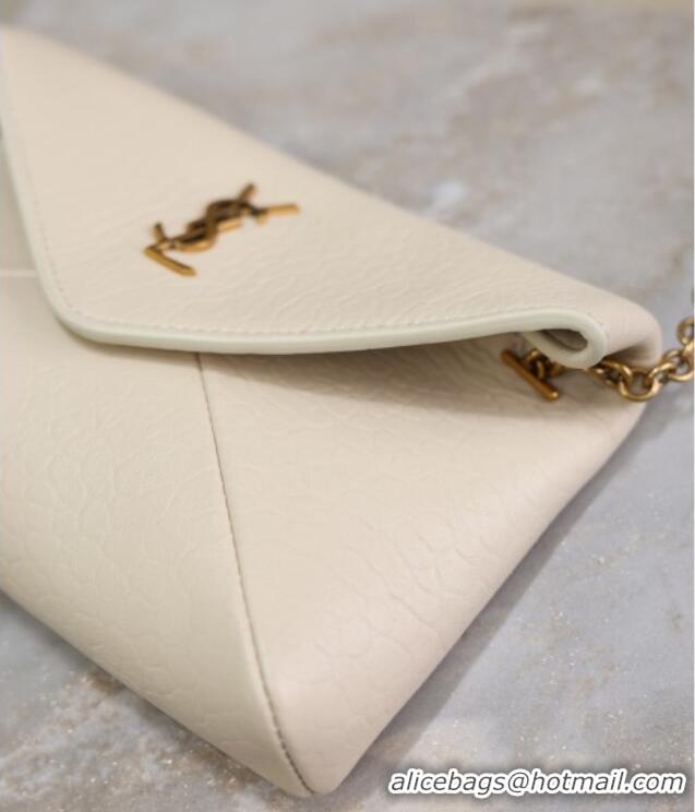 Low Price Saint Laurent Cassandre Chain Clutch in Embossed Lambskin 819271 White 2025