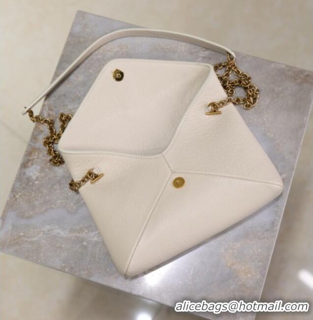 Low Price Saint Laurent Cassandre Chain Clutch in Embossed Lambskin 819271 White 2025