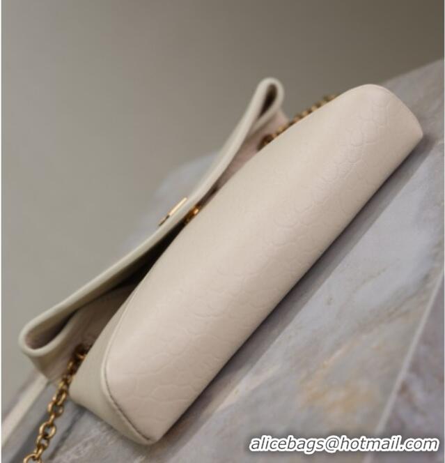 Low Price Saint Laurent Cassandre Chain Clutch in Embossed Lambskin 819271 White 2025