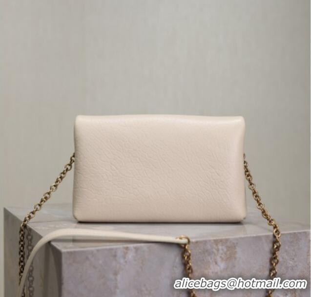 Low Price Saint Laurent Cassandre Chain Clutch in Embossed Lambskin 819271 White 2025