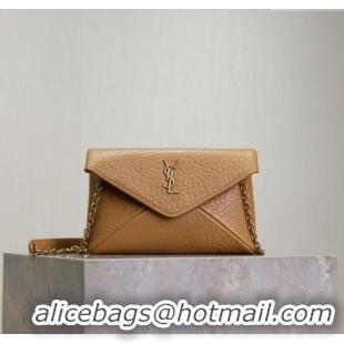 Top Quality Saint Laurent Cassandre Chain Clutch in Embossed Lambskin 819271 Clay Yellow 2025