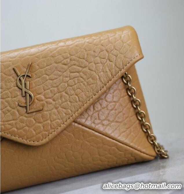 Top Quality Saint Laurent Cassandre Chain Clutch in Embossed Lambskin 819271 Clay Yellow 2025