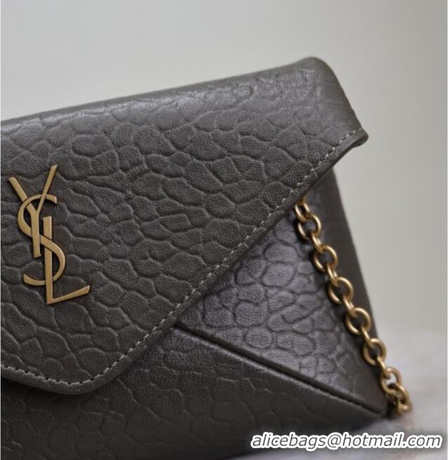 Best Price Saint Laurent Cassandre Chain Clutch in Embossed Lambskin 819271 Green 2025