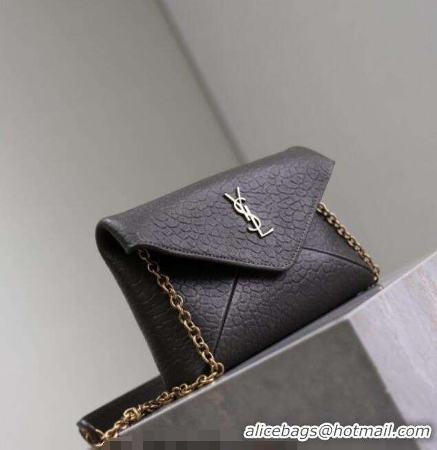 Best Price Saint Laurent Cassandre Chain Clutch in Embossed Lambskin 819271 Green 2025