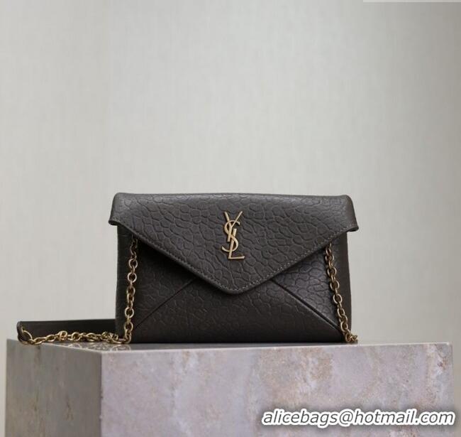 Best Price Saint Laurent Cassandre Chain Clutch in Embossed Lambskin 819271 Green 2025
