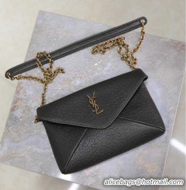 Best Price Saint Laurent Cassandre Chain Clutch in Embossed Lambskin 819271 Green 2025