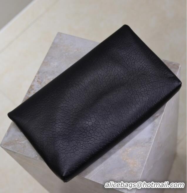 Famous Brand Saint Laurent Cassandre Large Envelope Pouch in Embossed Lambskin 769307 Black/Silver 2025