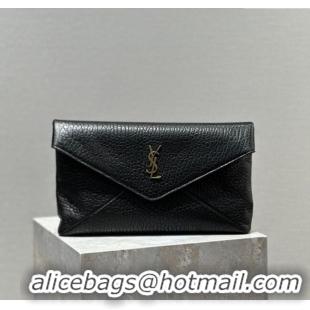 Top Quality Saint Laurent Cassandre Large Envelope Pouch in Embossed Lambskin 769307 Black/Gold 2025