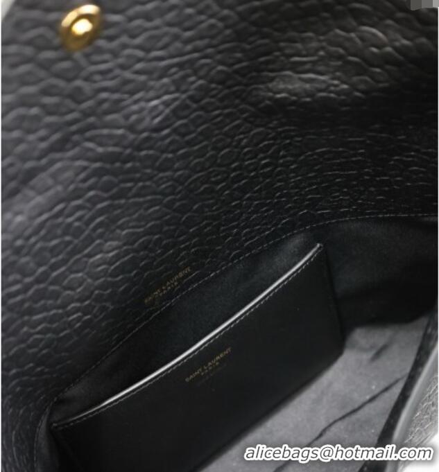 Top Quality Saint Laurent Cassandre Large Envelope Pouch in Embossed Lambskin 769307 Black/Gold 2025