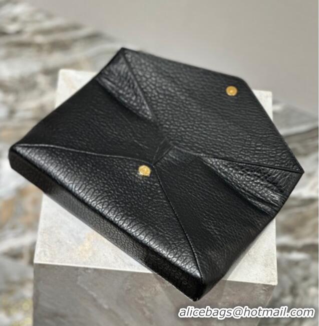 Top Quality Saint Laurent Cassandre Large Envelope Pouch in Embossed Lambskin 769307 Black/Gold 2025