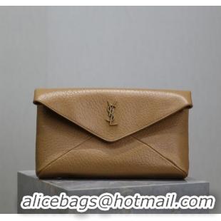 High Quality Saint Laurent Cassandre Large Envelope Pouch in Embossed Lambskin 769307 Clay Yellow 2025