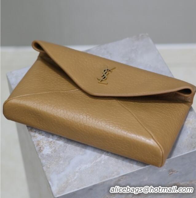 High Quality Saint Laurent Cassandre Large Envelope Pouch in Embossed Lambskin 769307 Clay Yellow 2025