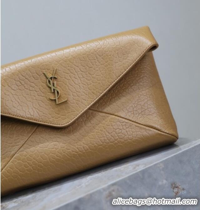 High Quality Saint Laurent Cassandre Large Envelope Pouch in Embossed Lambskin 769307 Clay Yellow 2025