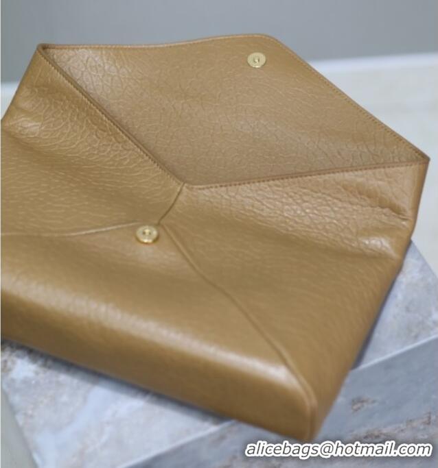 High Quality Saint Laurent Cassandre Large Envelope Pouch in Embossed Lambskin 769307 Clay Yellow 2025