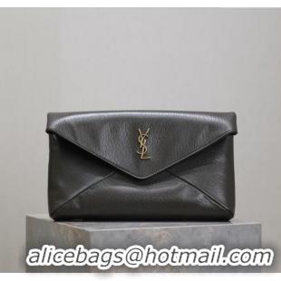 Big Discount Saint Laurent Cassandre Large Envelope Pouch in Embossed Lambskin 769307 Green 2025
