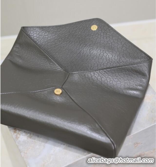 Big Discount Saint Laurent Cassandre Large Envelope Pouch in Embossed Lambskin 769307 Green 2025