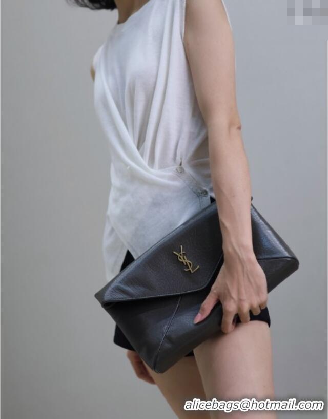 Big Discount Saint Laurent Cassandre Large Envelope Pouch in Embossed Lambskin 769307 Green 2025