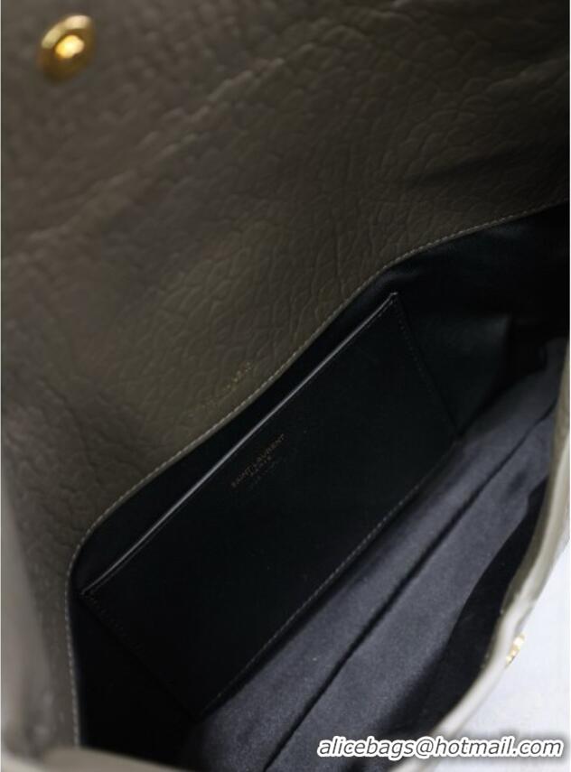 Big Discount Saint Laurent Cassandre Large Envelope Pouch in Embossed Lambskin 769307 Green 2025