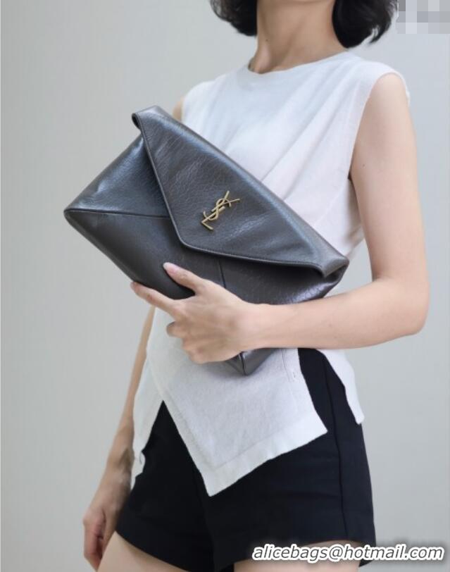 Big Discount Saint Laurent Cassandre Large Envelope Pouch in Embossed Lambskin 769307 Green 2025