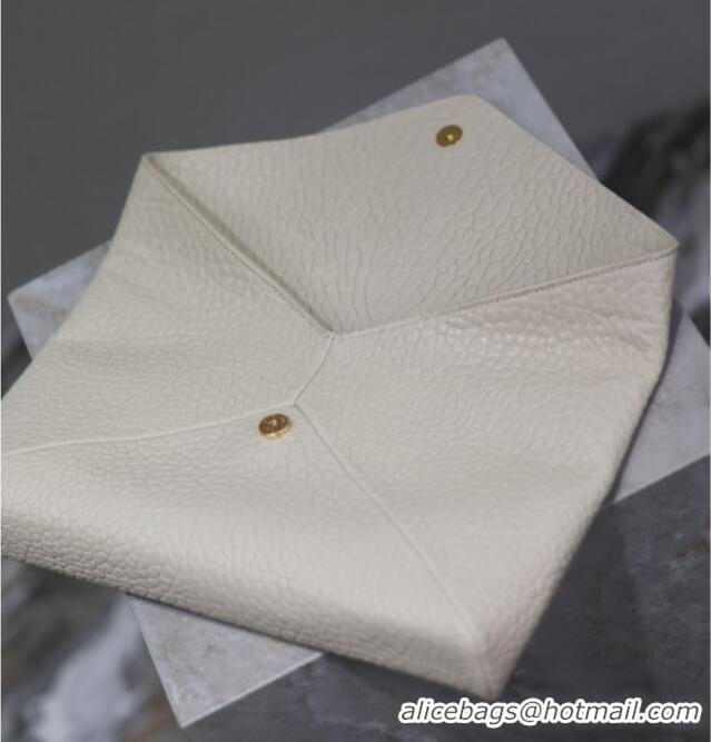 Best Price Saint Laurent Cassandre Large Envelope Pouch in Embossed Lambskin 769307 White 2025