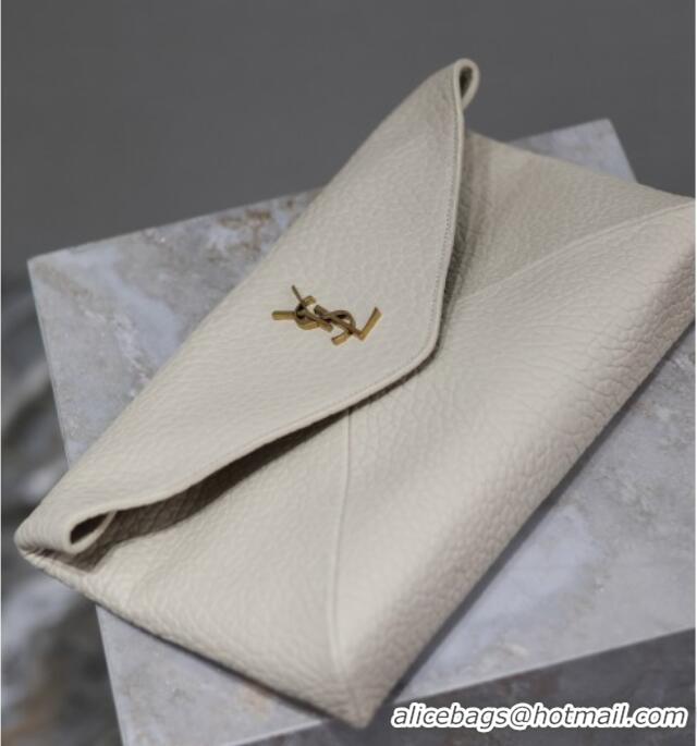 Best Price Saint Laurent Cassandre Large Envelope Pouch in Embossed Lambskin 769307 White 2025