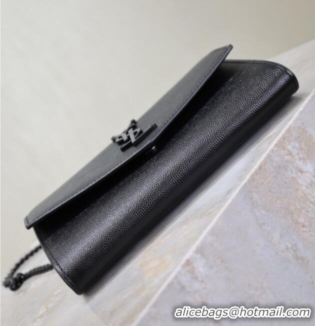 Big Discount Saint Laurent Uptown Chain Wallet in Grained Leather 607788 All Black 2025