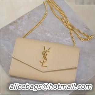 Trendy Design Saint Laurent Uptown Chain Wallet in Grained Leather 607788 Beige 2025