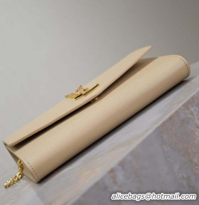 Trendy Design Saint Laurent Uptown Chain Wallet in Grained Leather 607788 Beige 2025