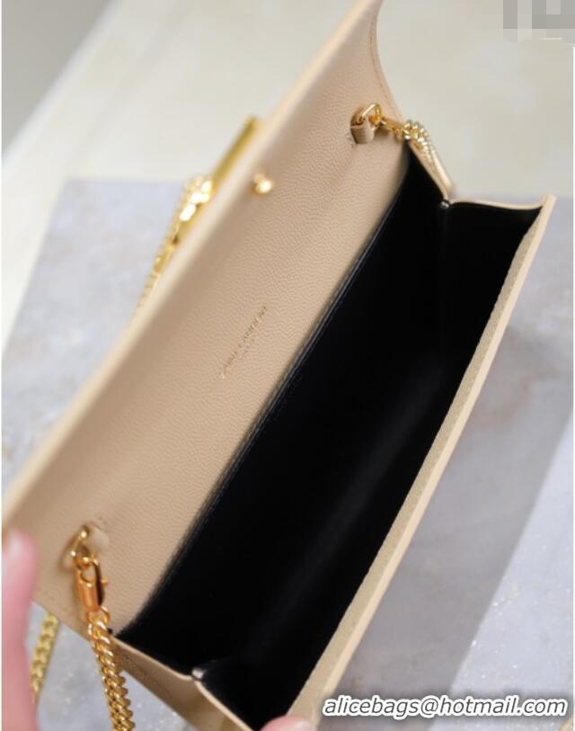Trendy Design Saint Laurent Uptown Chain Wallet in Grained Leather 607788 Beige 2025