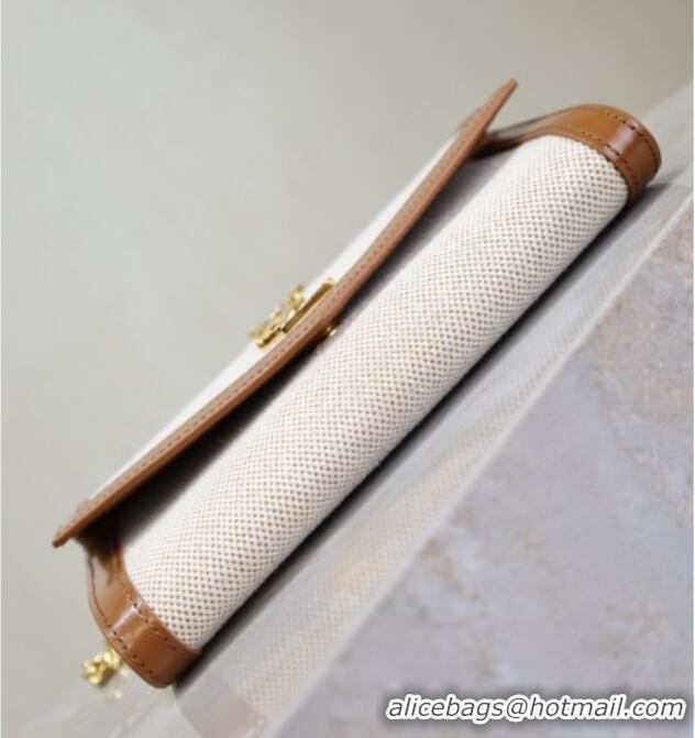 Famous Brand Saint Laurent Uptown Chain Wallet in Canvas and Leather 607788 Brown 2025