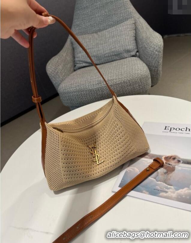 Super Quality Saint Laurent Hobo Bag in Straw 23070 Khaki 2025