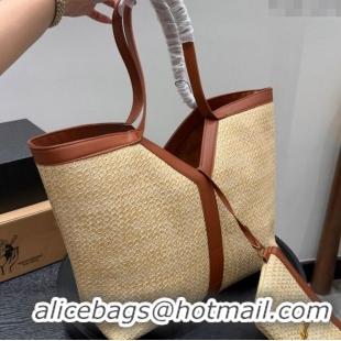 Most Popular Saint Laurent Y Tote Bag in Straw 817602 Beige/Brown 2025