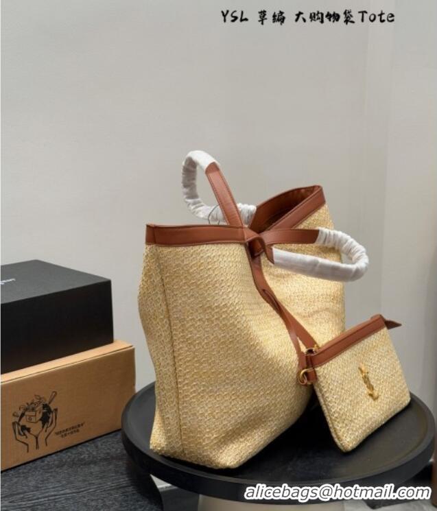 Most Popular Saint Laurent Y Tote Bag in Straw 817602 Beige/Brown 2025