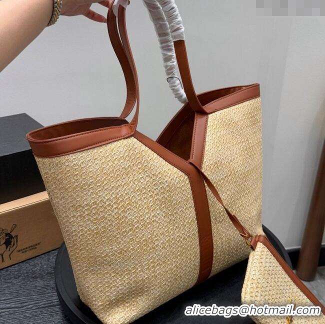 Most Popular Saint Laurent Y Tote Bag in Straw 817602 Beige/Brown 2025